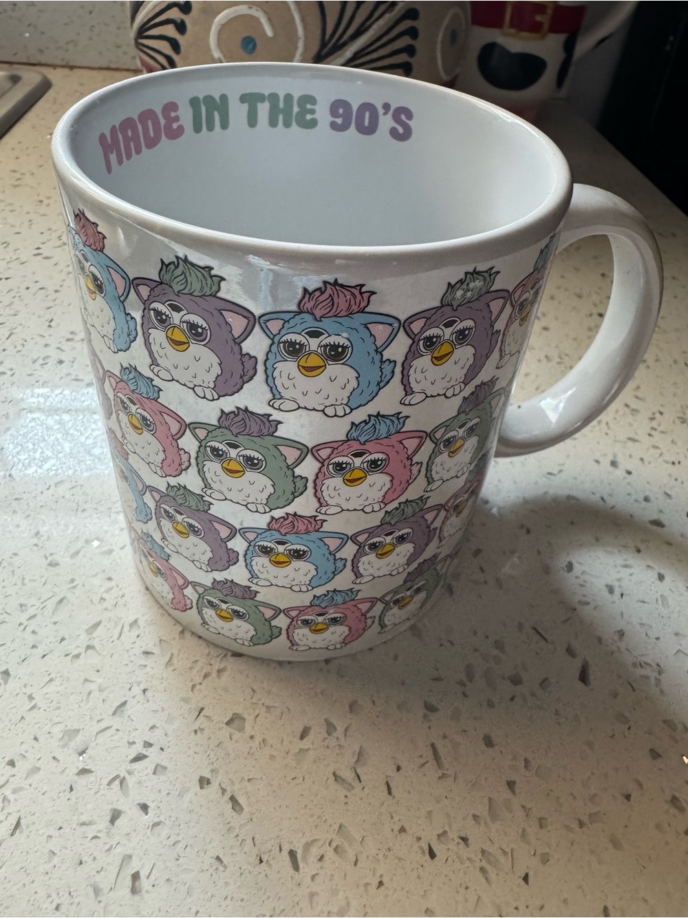 Made in the 90's Pastel Furby Pattern Ceramic Mug